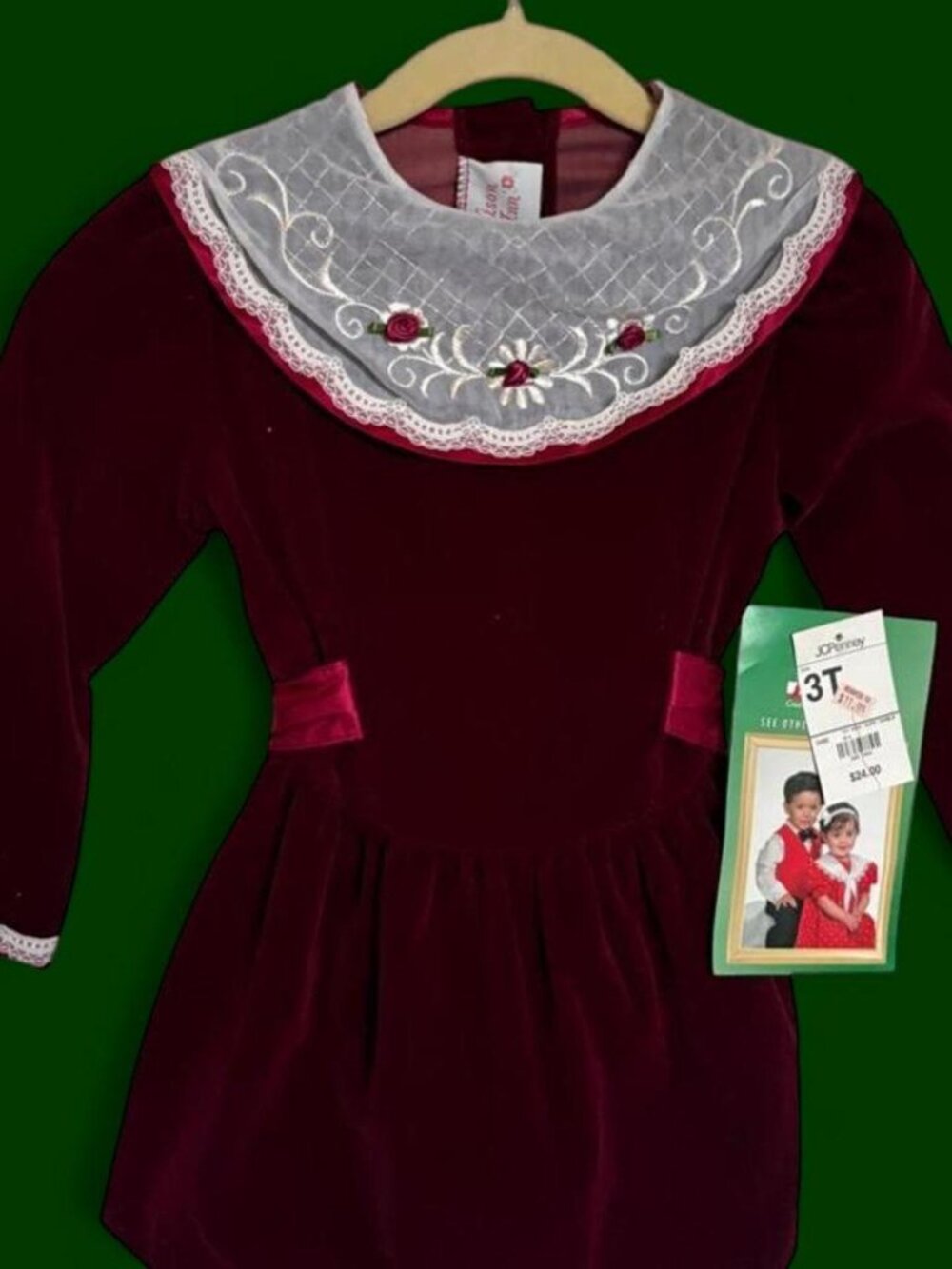NWT Vintage Allison Ann Girls Christmas Dress 3T Velvet Deadstock JCPenney